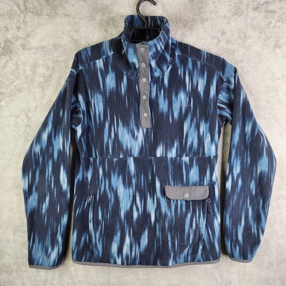 Womens Merrell Emery Sweater 1/4 Snap Synchilla Fleece Pullover Ink Print S